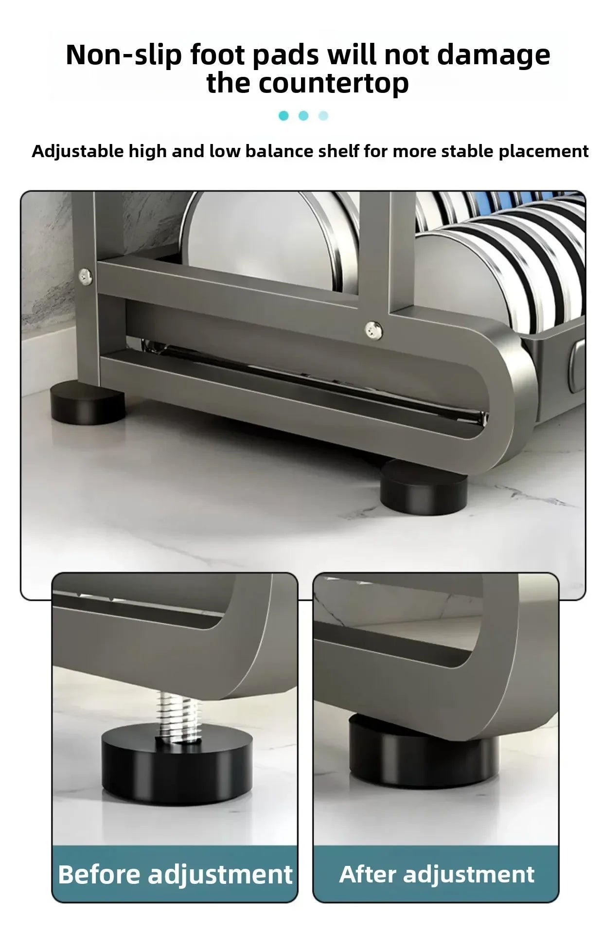 Minimalist Countertop Storage Stainless Steel Drain Dish Rack Kitchen Shelf Multifunctional Shelf Drain Dish Rack