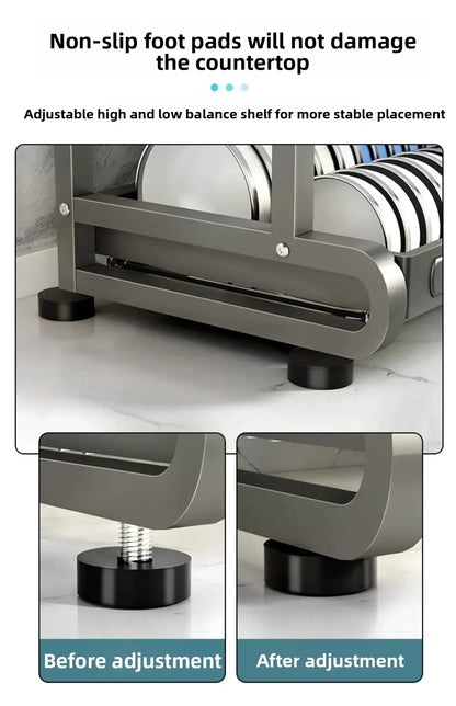 Minimalist Countertop Storage Stainless Steel Drain Dish Rack Kitchen Shelf Multifunctional Shelf Drain Dish Rack