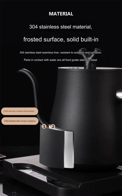 TINSOL 1L Electric Gooseneck Kettle, Manual Brewing Coffee Pot, Smart Teapot, Temperature Control Kettle, 1200W Fast Heating
