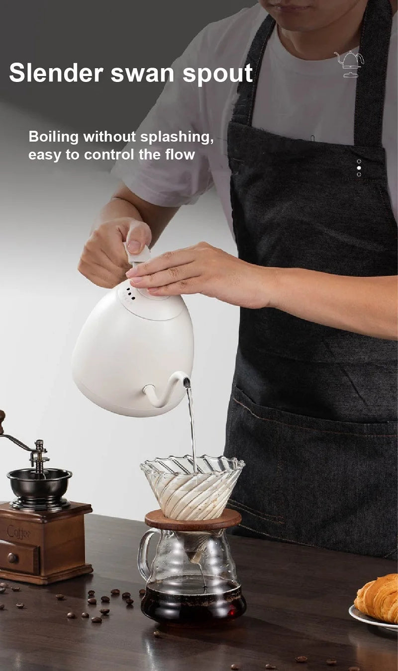 220V Electric Kettle Mini Gooseneck Kettle Pour-over Coffee Kettle 304 Stainless Steel Kettle Teapot Automatic Power Off 600ml
