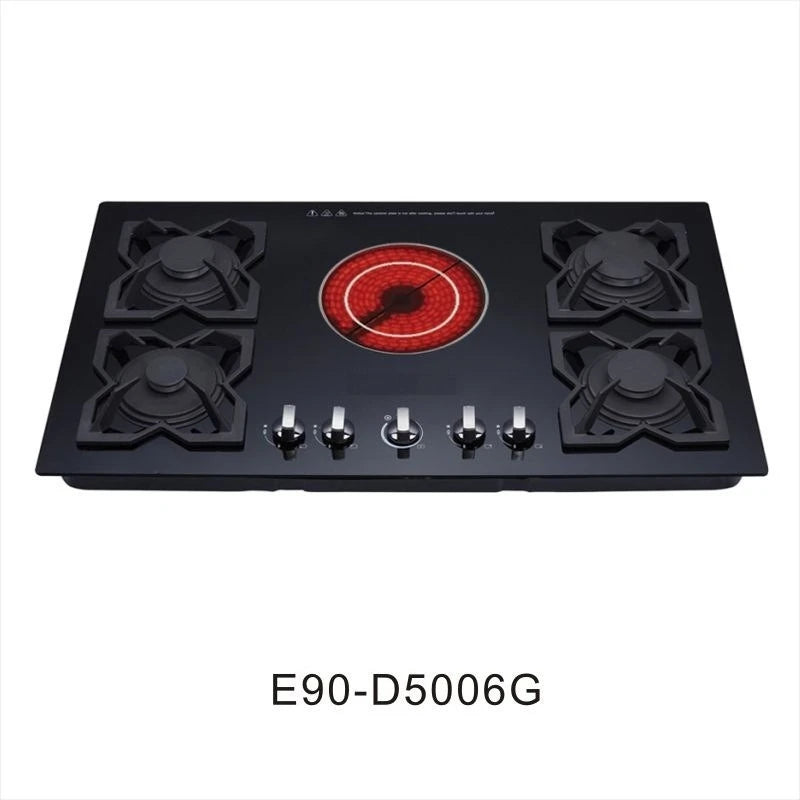 High Quality Cooktop 4 Gas 1 Single Electric  Ceramic Hob Built in Induction and Gas Stove