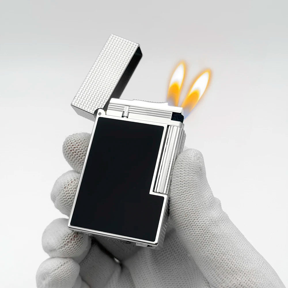 Gas Flame Lighter Metal Glossy Vs Matte Lacquer Cigar Accessories Smoking Cigarette Tools Includes Nozzle Adapter