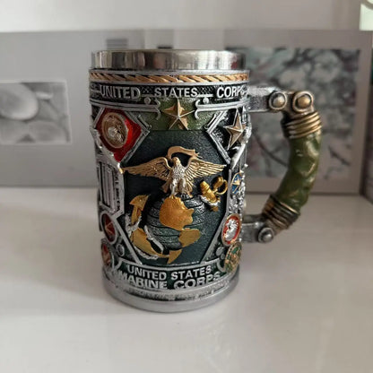 1pcs Navy Cup Air Force Anchor Plane Wine Mugs Resin Stainless Steel Army Beer Military  Mug Men Birthday Gift Coffee Wine New