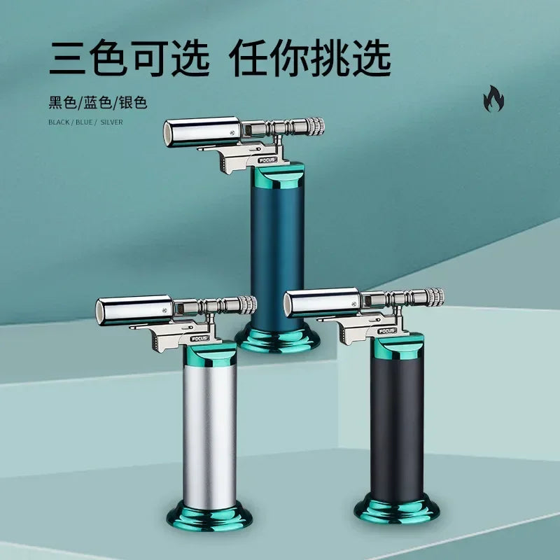 Powerful Windproof Blue Flame Jet Torch Gas Lighter, Outdoor Cigar Barbecue Cooking, Kitchen Butane Refillable Metal Welding Gun