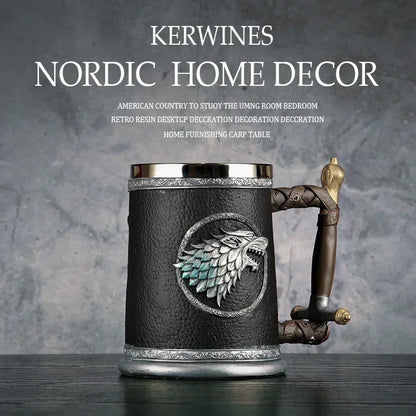 3D Beer Mugs Coffee Cups Gothic Goblet Iron Tankard Stainless Steel Resin Wine Glass Mug 600ML Skull Father's Day Gift 1 pcs