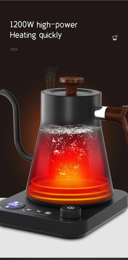 900ML Coffee Teapot Stainless Steel Quick Water Boiler Electric Gooseneck Kettle 1200W Temperature Control Suitable for Home Use