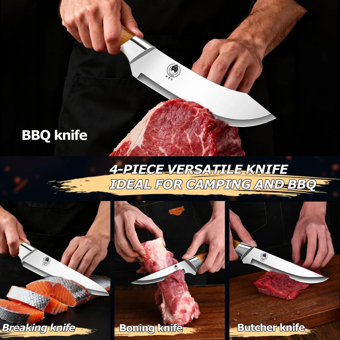 Meat cleaver Premium Stainless steel Kitchen knife Butcher's Special Boning knife Utility Cooking knives with knife set