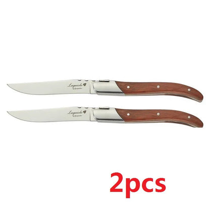 2/4/6/10pcs 8.25inch Laguiole Steak Knives Wood Cutlery Tableware Korean Japanese Dinnerware Rose Wooden Handle Dinner Forks