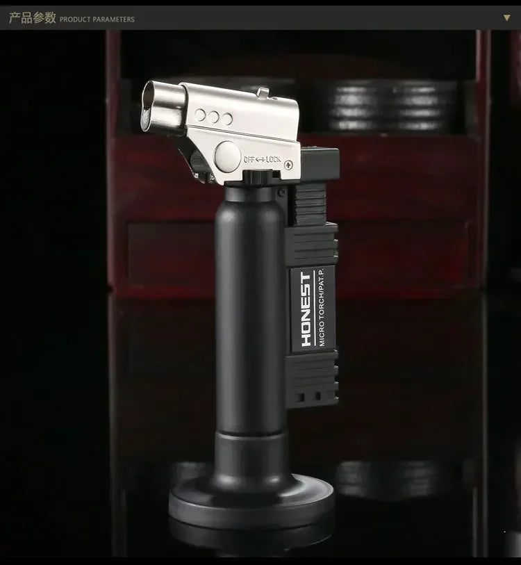 HONEST Creative Double Flame Welding Gun Gas Lighter Safety Lock Switch Jet Fire Open Fire Switching BBQ Kitchen Cigar Lighters