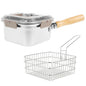 Deep Fryer Pot Stainless Steel Frying Pan Oil Saving Square Deep Frying Pan with Basket and Handle Versatile Deep Fryer with Lid