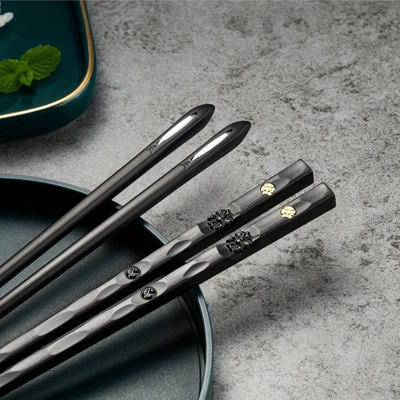 Modern Alloy Chopsticks Set of 8,Non-Slip Tips & Dishwasher Safe, Healthy Alternative to Wood,Upgraded Kitchen Dining Essentials