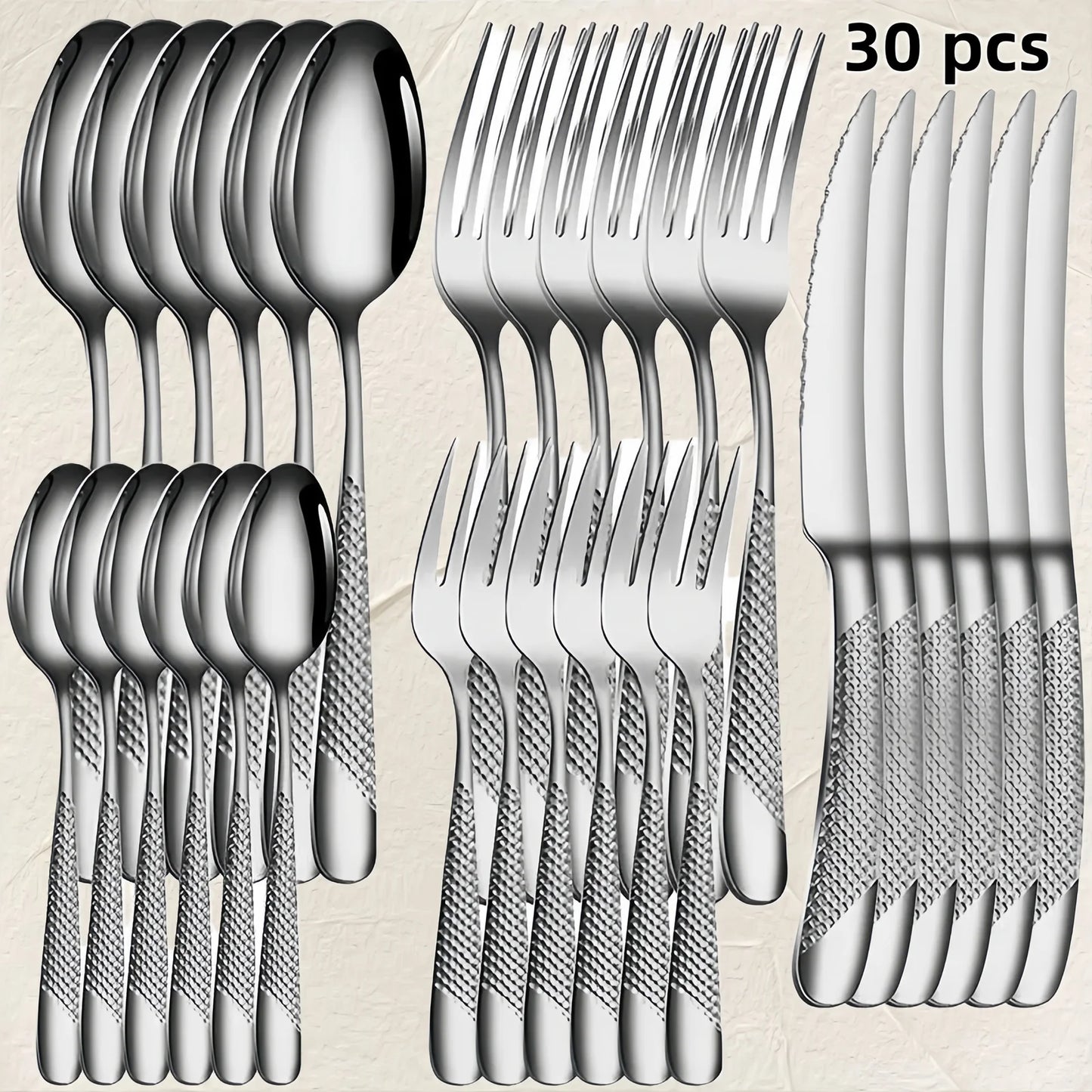 30pcs Diamond Star Cutlery Set Dinner Knife/Fork/Spoon Included for Women Wedding Party Table Setting Christmas Gift