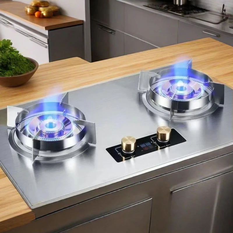Gas gas stove pure copper direct injection fire double stove natural liquefied gas timing embedded desktop stove new