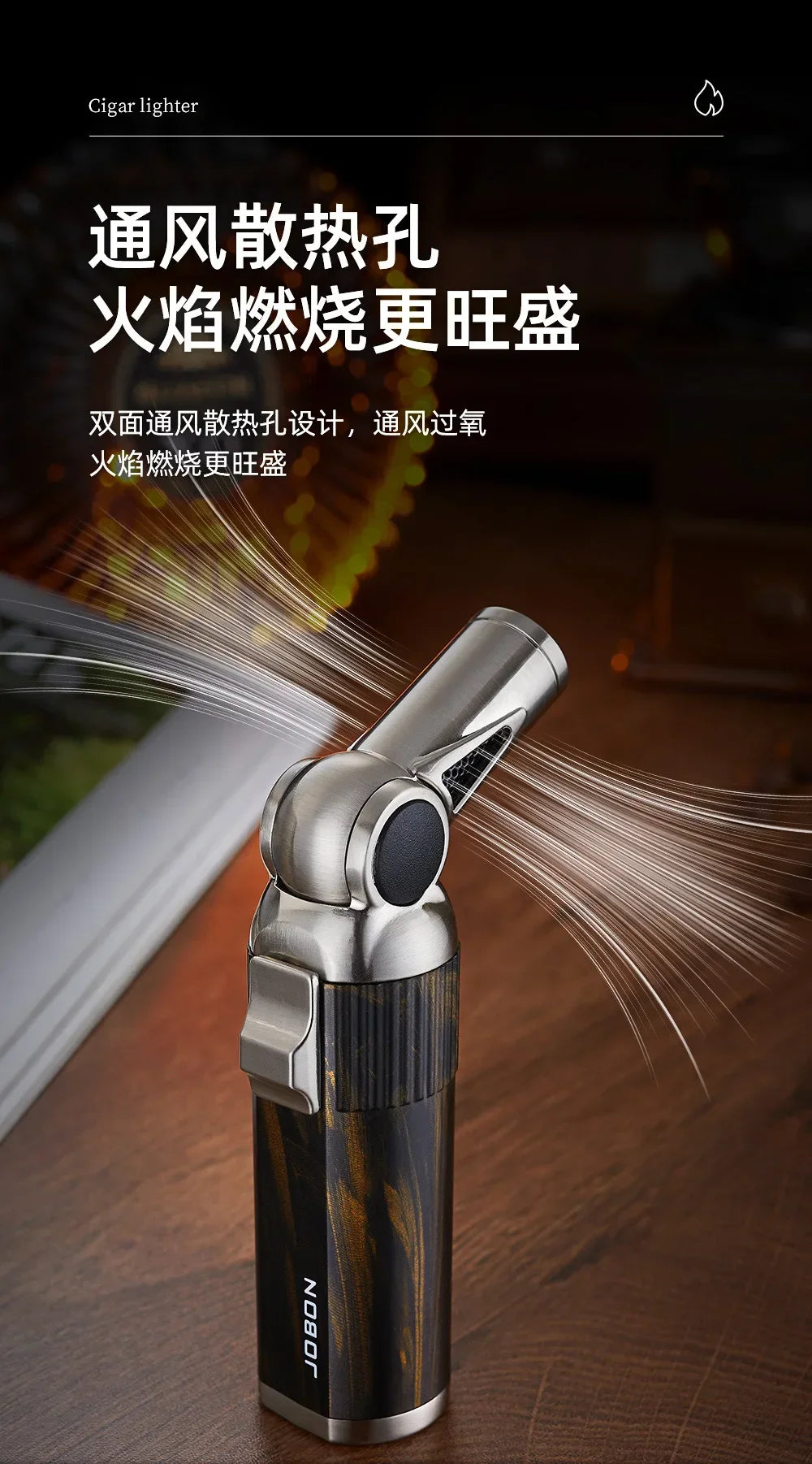 JOBON Folding High Power Spray Gun Windproof Jet Blue Flame Butane Gas Torch Lighter Safety Lock Switch Portable Cigar Lighters