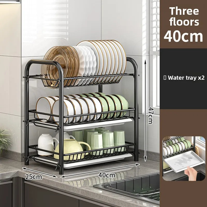 Dish Storage Rack Kitchen Shelf Dish Drain Rack Bowl Rack Cupboard Chopsticks Storage Box