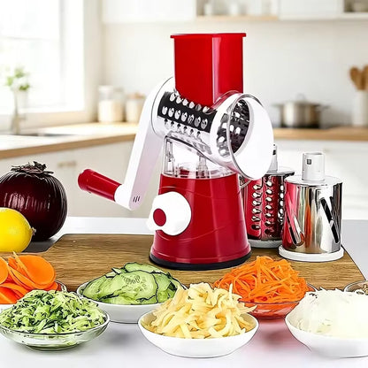 3in1 Rotary Vegetable Slicer Multifunctional Handheld Grater with 3 Sharp Rollers Cheese Shredder Kitchen Tool Cheese Chopper