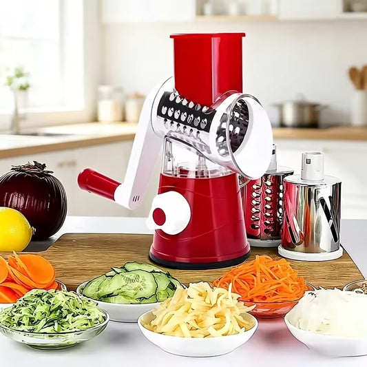 3in1 Rotary Vegetable Slicer Multifunctional Handheld Grater with 3 Sharp Rollers Cheese Shredder Kitchen Tool Cheese Chopper