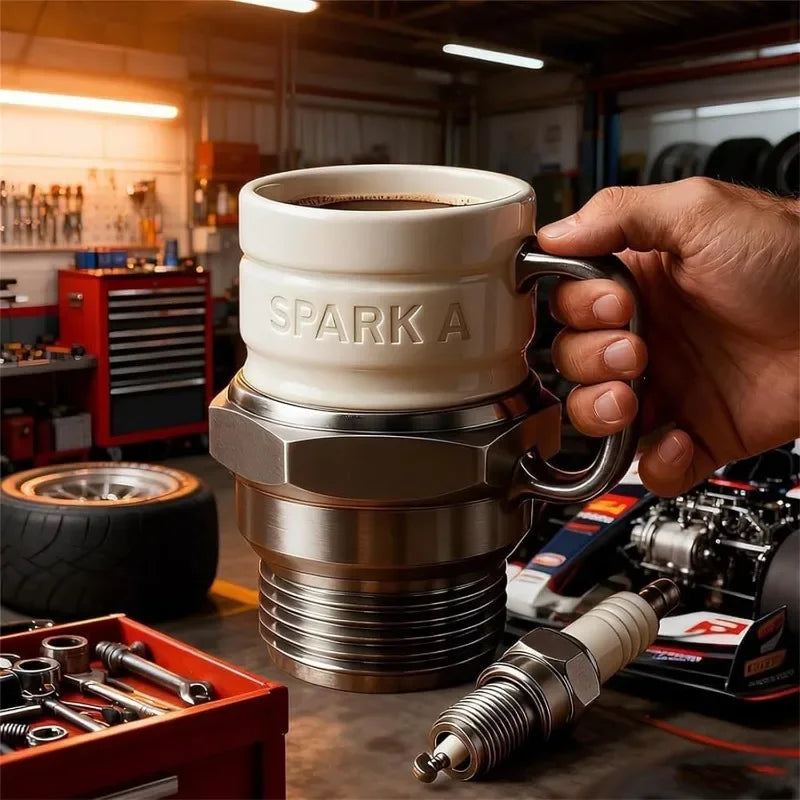 Spark Plug Coffee Cup Ceramic Car Themed Mug for Mechanics Garage Enthusiasts Creative Gift