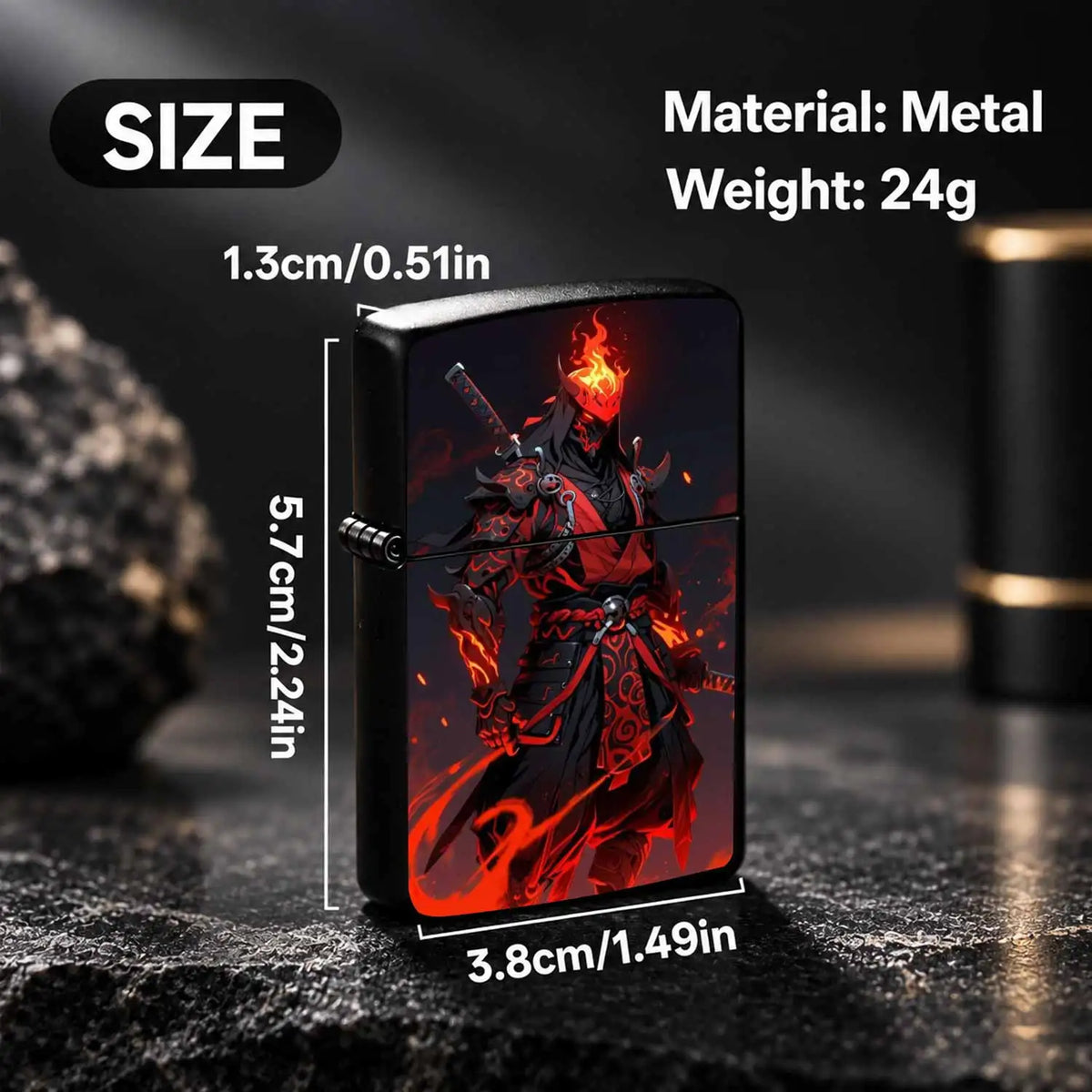 Trendy Cool Flame Samurai Themed Portable Lighter, Stylish Oni Decorative Accessory For Daily Use, Outdoor Camping, Candle And Incense Ignition, Ideal Unique Gift For Anime And Game Enthusiasts, Personalized Desktop Display C