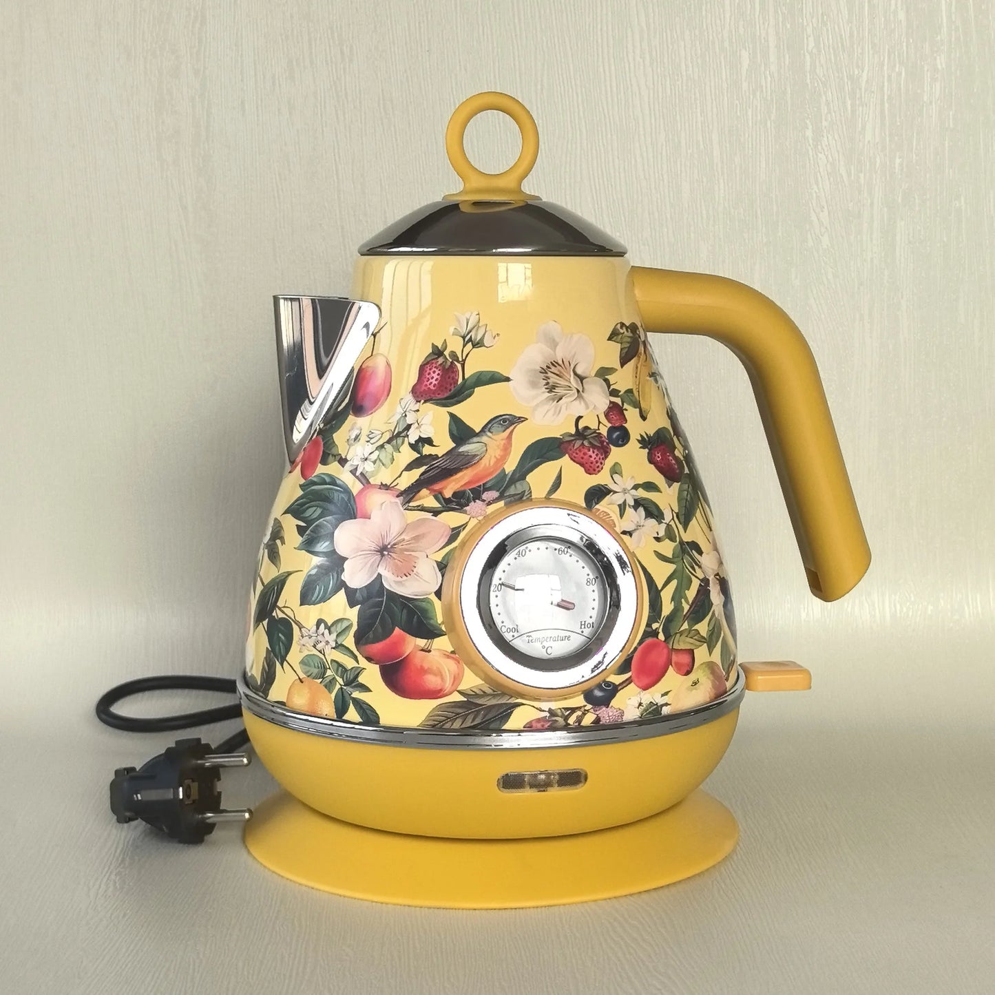 1850W Retro Printed Paint Electric Kettle With Temperature Display 304 Stainless Steel Boiling kettle Teapot Auto Power Off 1.7L