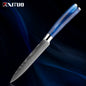 Stainless Steel Chef Knife Kitchen Knife Set 1-8Piece Razor-Sharp Paring Knife, Boning Knife, Santoku Knife, Blue Resin Handle