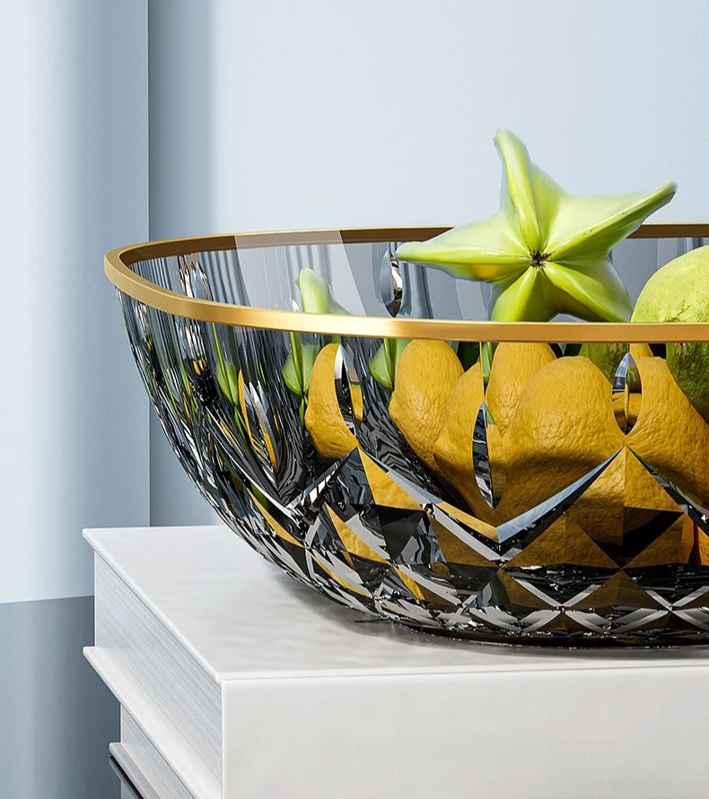1pcs Household Fruit Bowl Salad Dessert Biscuit Plate Plastic Square Transparent Tray Golden Edge Snack Plates Tableware