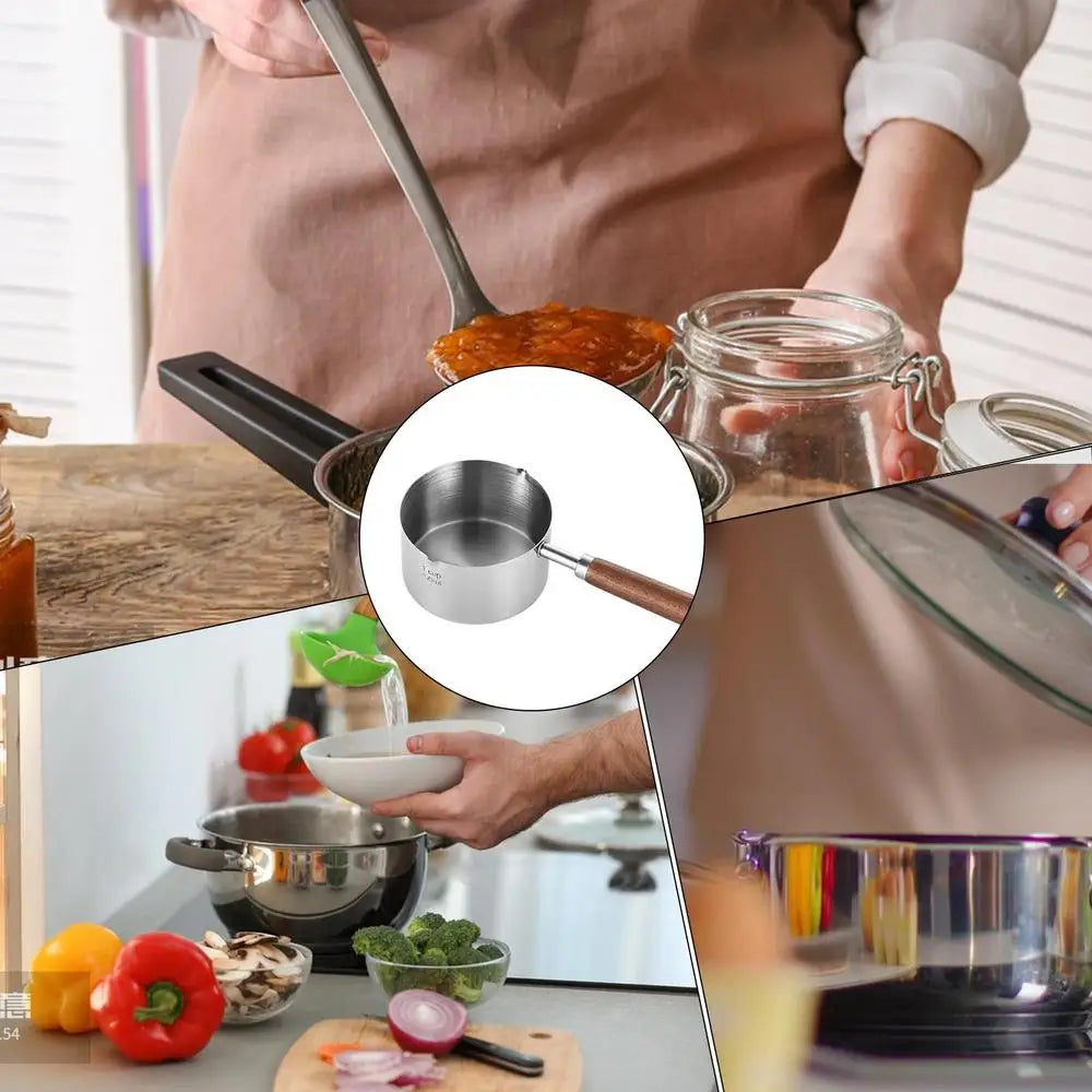 125ml/250ml Induction Sauce Pan Stainless Steel Hot Oil Pot Milk Pan Small Saucepan with Ergonomic Handle