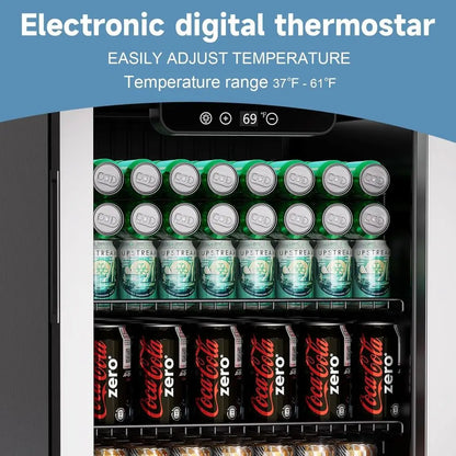 Compact 3.0 Cu. Ft. Beverage Refrigerator with Glass Door, Adjustable Shelves, and Temperature Control for Soda, Beer, or Wine