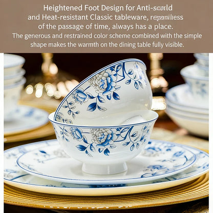 Blue And White Porcelain Tableware Set 18/28/56/30pcs Ceramics Dish Sets Full Set Luxury China Dinnerware Set For 4/6/10 Persons
