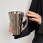 Creative Silver Mug with Handle Milk Cup Coffee Cup Modern Simple Universal Water Cups Drinkware Home Decoration Gift