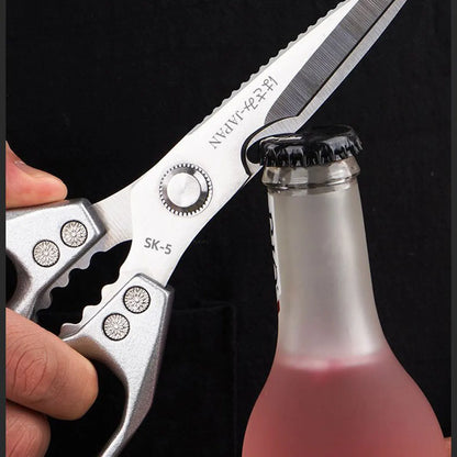 Heavy Duty Kitchen Shears - Professional Stainless Steel for Poultry, Herbs, Packaging | Anti-Slip Plastic Handle, Household