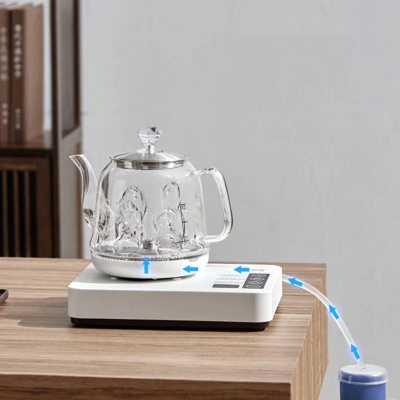 1350W Smart Bottom Out Water Electric Kettle 1000ml Home Temperature Control Glass Tea Brewing Machine Automatic Keep Warm 220V