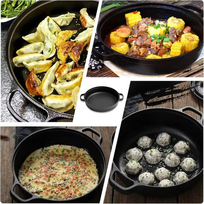 Kitchen Cookware Non-Stick Cast Iron Skillet Flat Bottomed Double Handle Frying Pan Thickened Non-coated Wok Outdoor