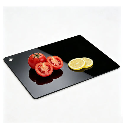 Kitchen cutting board, 15.3 * 11.8 inch transparent black cutting board with hanging holes, non slip cutting board for cooking,