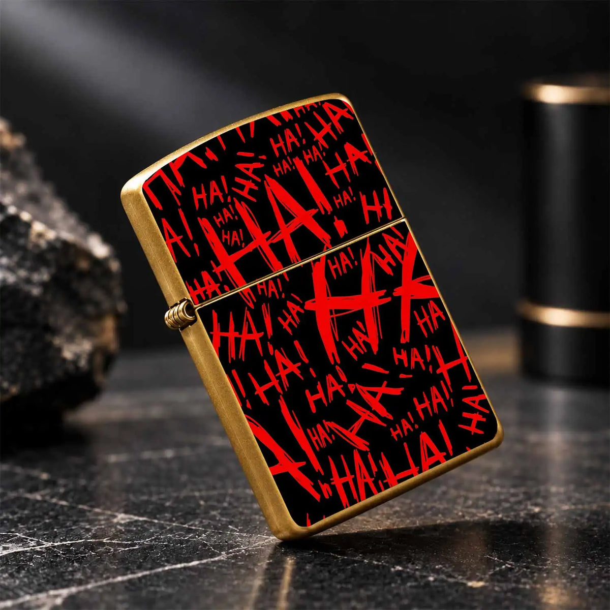 Stylish Fun Red Black Crazy Laugh Graffiti Lighter, Unique Edgy Ha Print Portable Igniter, Versatile For Daily Party Camping Outdoor Activities, Novelty Creative Decorative Lightweight Accessory, Ideal As Thoughtful Gif A Hum