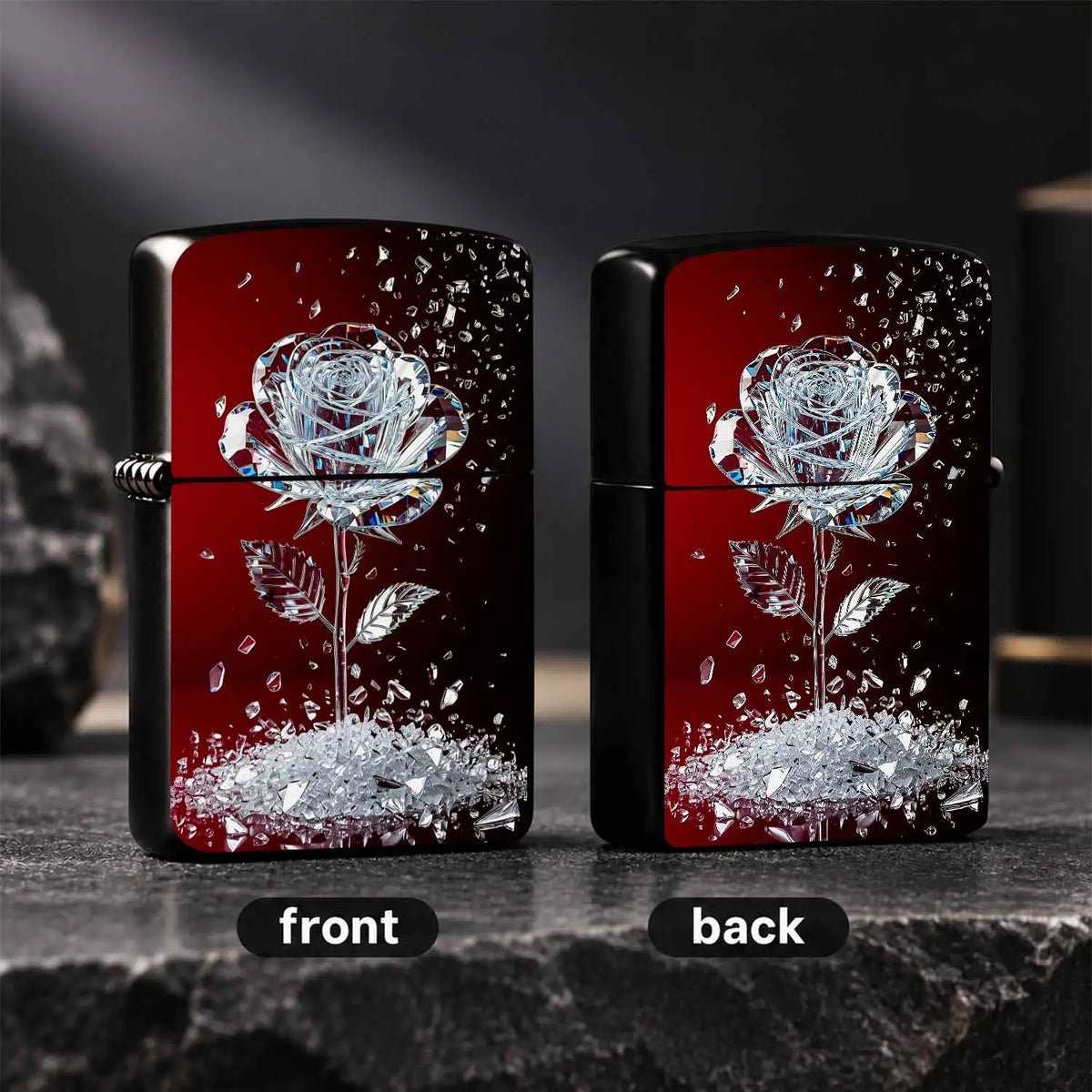 Exquisiteshattered Rose Themed Lighter, Artistic Cut Iridescentbody, Aesthetic Creative Practical Goodie, Ideal Gift For Birthdays And Festivals, Suitable For Daily Outings And All Scenarios, High-Value Unique Personal A Humo