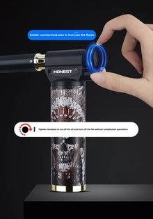 HONEST Cigar Welding Gun Lighter Metal Windproof Multi Functional Outdoor Barbecue Kitchen Turbine Torch Butane Gas Lighter