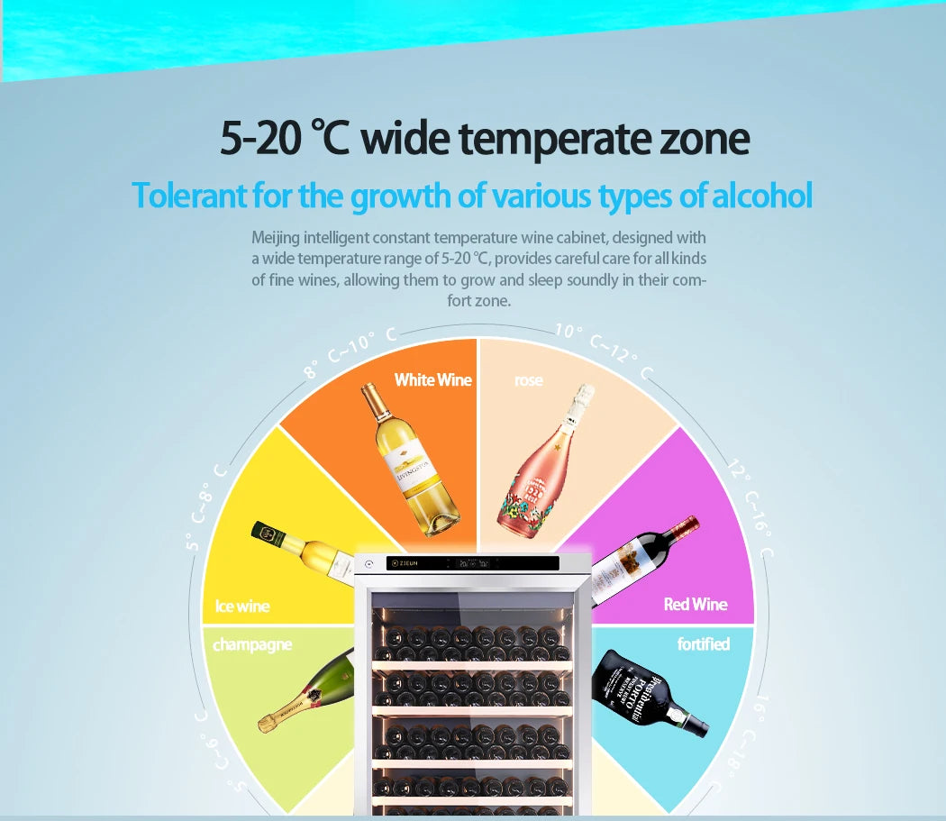 357L Wine Cooler Refrigerator Stainless Steel Wine Cabinet Intelligent Cellar for Red/White Wine Champagne Cocktail Liquor