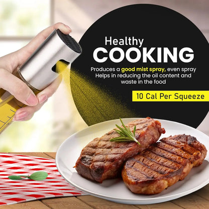 Oil Spray 100ml-Stainless Steel and Glass, Drop Resistant, Oil Dispenser with Accessories, Salad, Vinegar-Air Fryer
