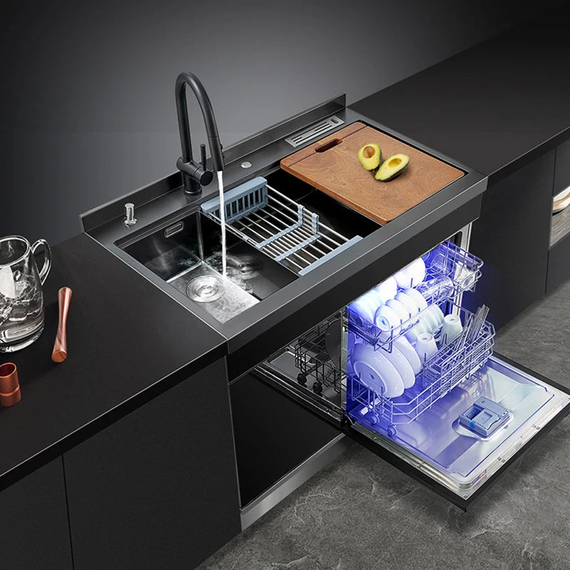 Integrated Sink Dishwasher Kitchen Built In 1000mm Sink Dishwasher Machine Automatic Smart In Stainless Steel Sink Dishwashers
