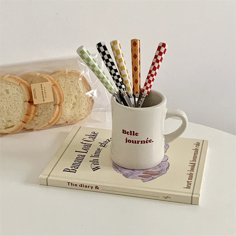 3pcs Stainless Steel Ceramics Handle Cutlery Set Dinnerware Clamp Western Tableware Knife Fork Tea Spoon