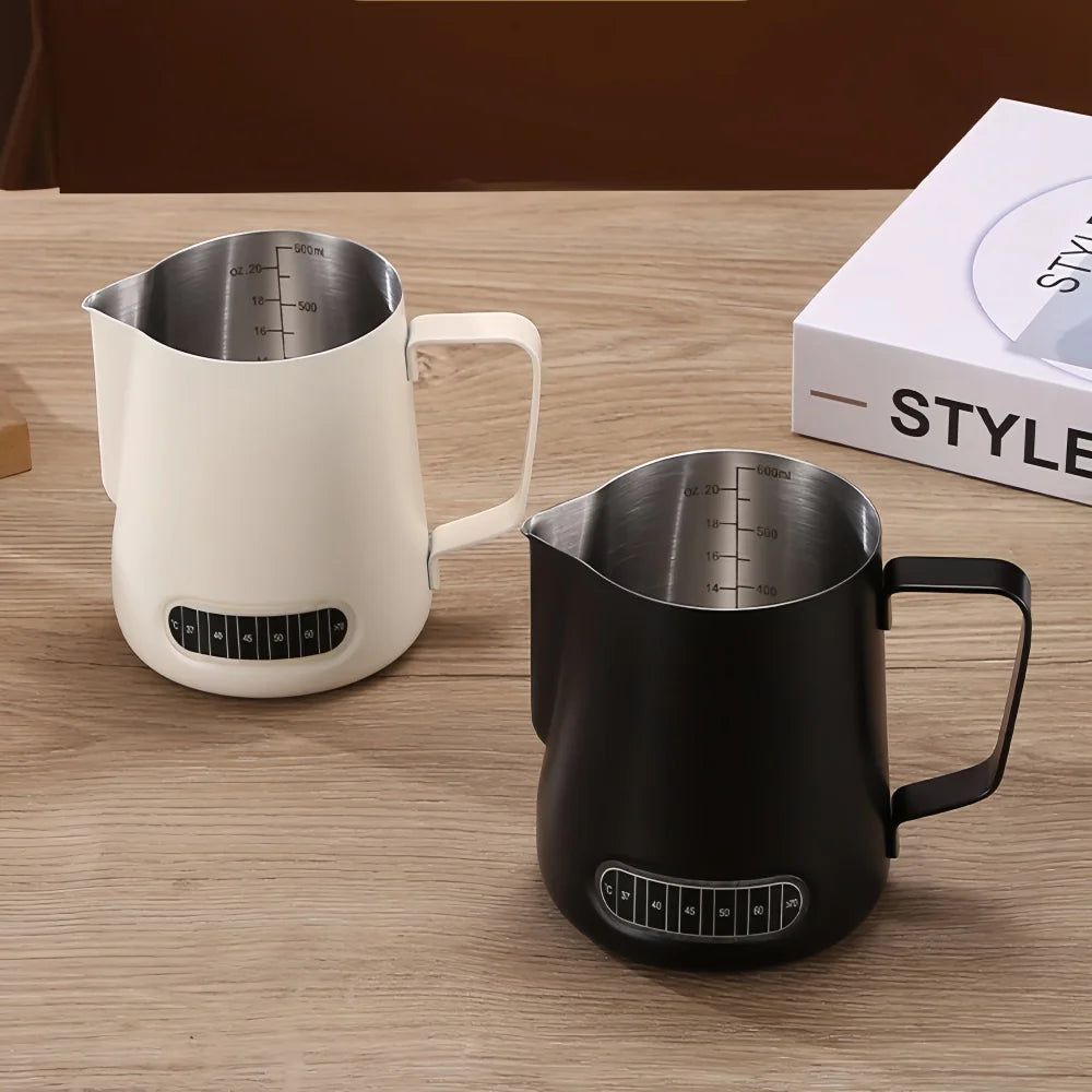 Coffee Milk Frother Jug Temperature Sensing Patch Stainless Steel Accurate Scale Volume Control Advanced Professional CoffeeTool