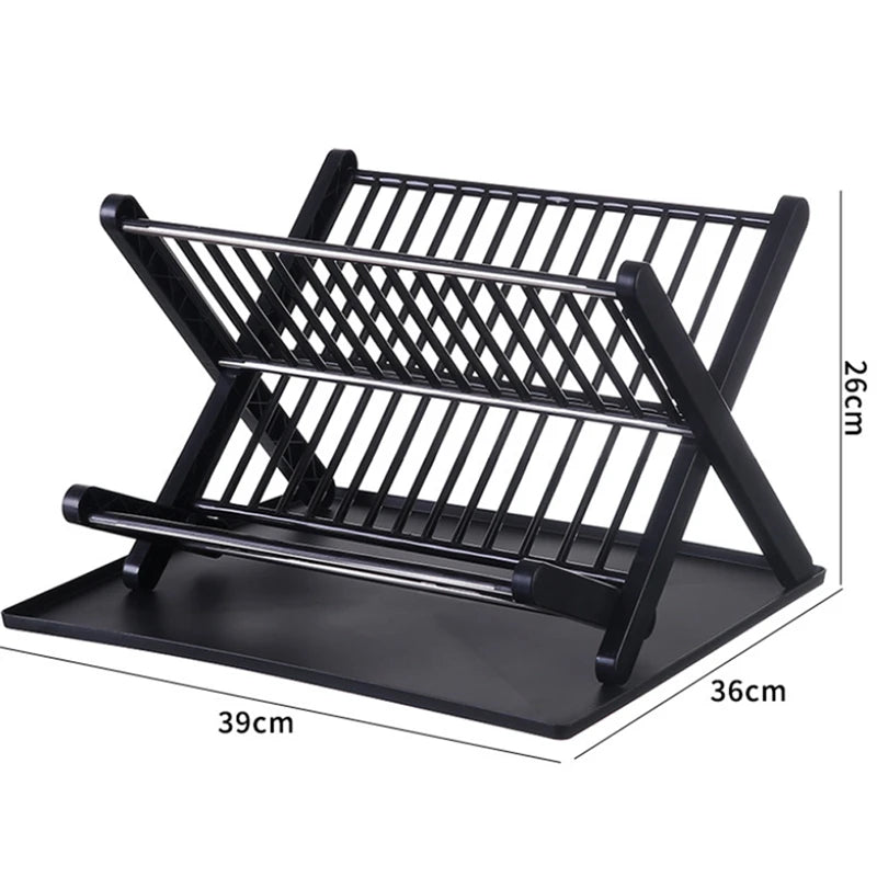 Dish Drying Rack Plates Pan Fold Shelf Plastic Kitchen Organizer Holder Dish Rack Sink Draining Bowl Storage Stand