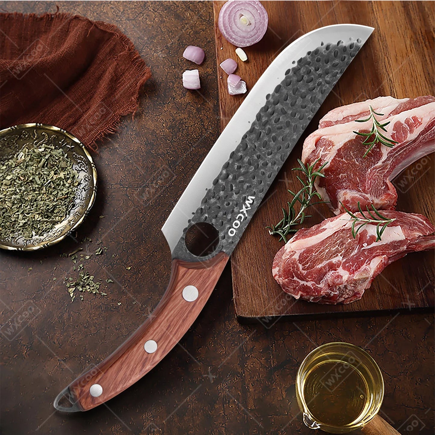 WXCOO Forged Butcher Bone Cutter Kitchen Knife Stainless Steel with Sheath 1~8pcs Chef Fruit Knives Scissor BBQ Cooking Boning