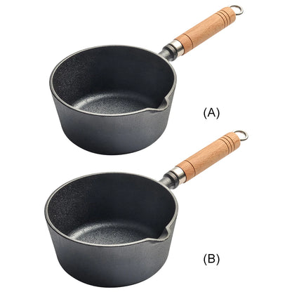 Cast Iron Milk Pan with Pour Spout Non-Stick Hot Oil Pan Butter Melting Pot Cooking Saucepan for Pouring Oil Milk Heating Frying