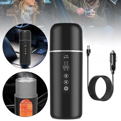 12V/24V Universal Car Electric Kettle,Fast Heating Portable Water Heater Cup For Truck Vehicle Use,Auto Shut-Off Safety Des F7S0