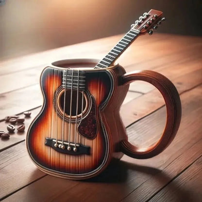 Resin Musical Instrument Coffee Mug Guitar Pattern Durable Coffee Cup Handcrafted Guitar Shaped Coffee Cup for Home Kitchen
