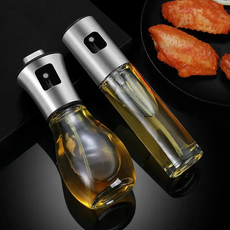 Kitchen Oil Sprayer for Cooking,6.8oz/200ml Olive Oil or Vinegar, Trigger Design,Stainless Steel Vinegar Glass Spray Bottle