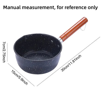 For Home Kitchen Non-Stick Sauce Pan Soup Pot with Pour Spout Milk Saucepan Wooden Handle Stick Proof Sauce Pan