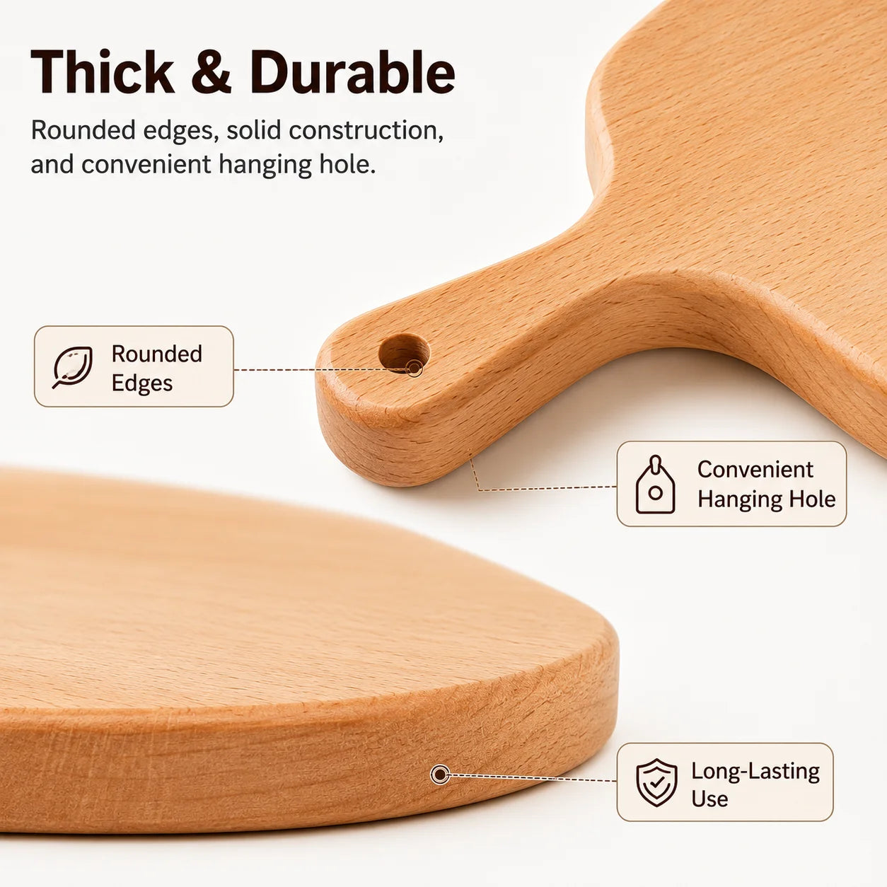 1PCS Beech Wood Cutting Board Blank for Laser Engraving, DIY Personalized Serving Board with Handle, Hardwood Craft Material
